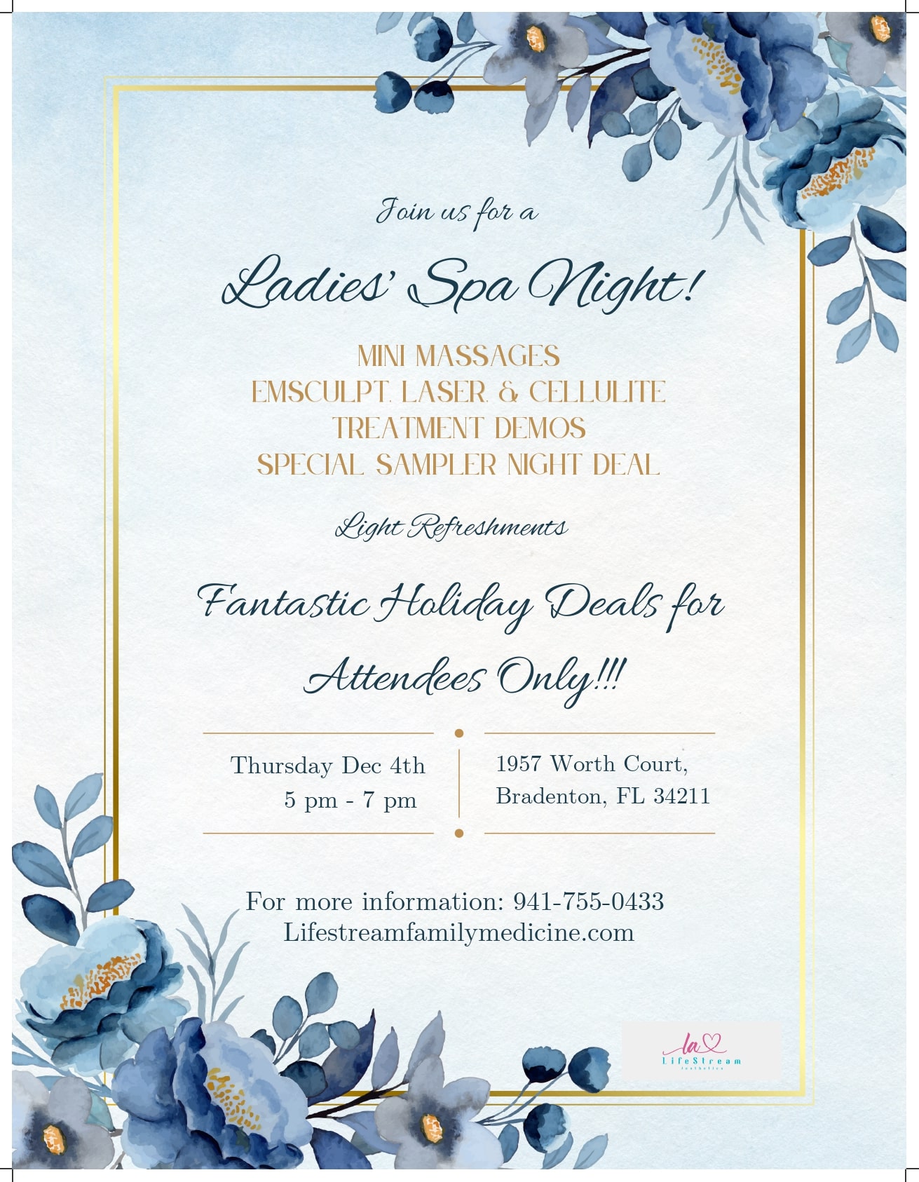 Ladies Spa Night Promo at Lifestream Family Medicine Bradenton, Florida